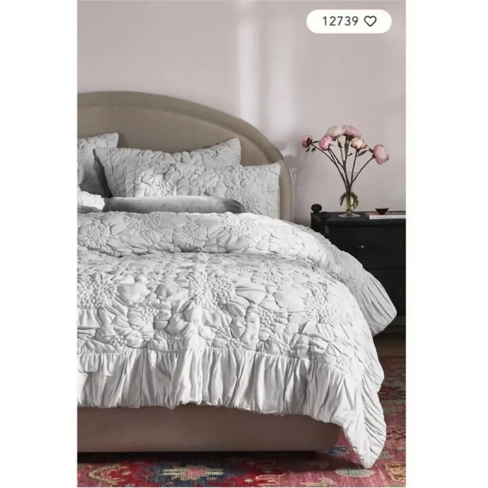 Anthropologie Dahlia Cotton Jersey Floral Quilt Size Queen NWT